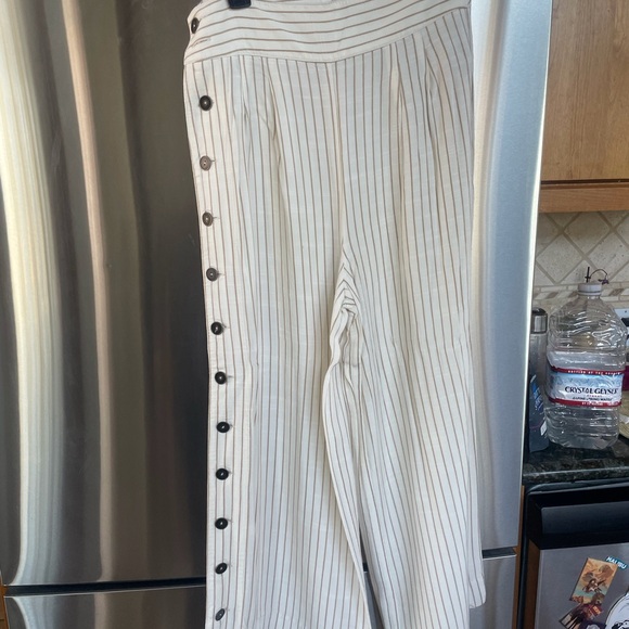 Anthropolgie Pin Striped Wide-Leg Pants w/Button Detail - Picture 3 of 7